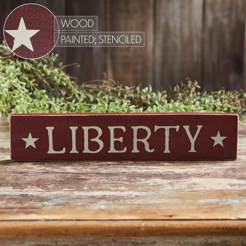 Burgundy Liberty Wooden Sign 3x14