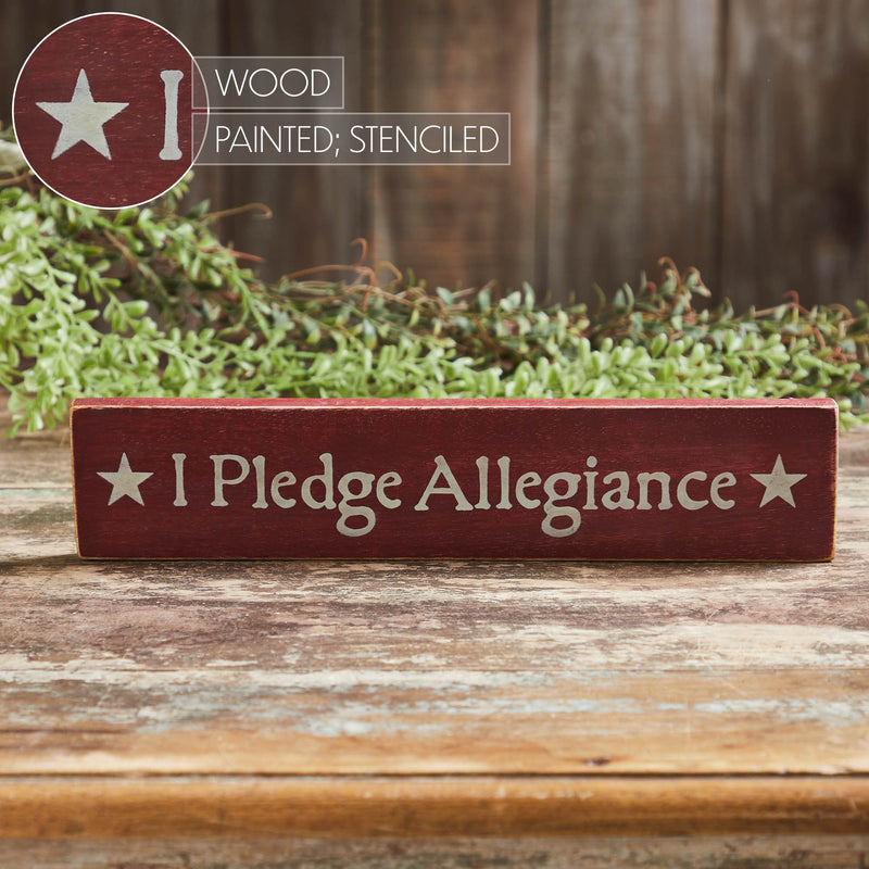 I Pledge Allegiance Red Wooden Sign 2.75x13