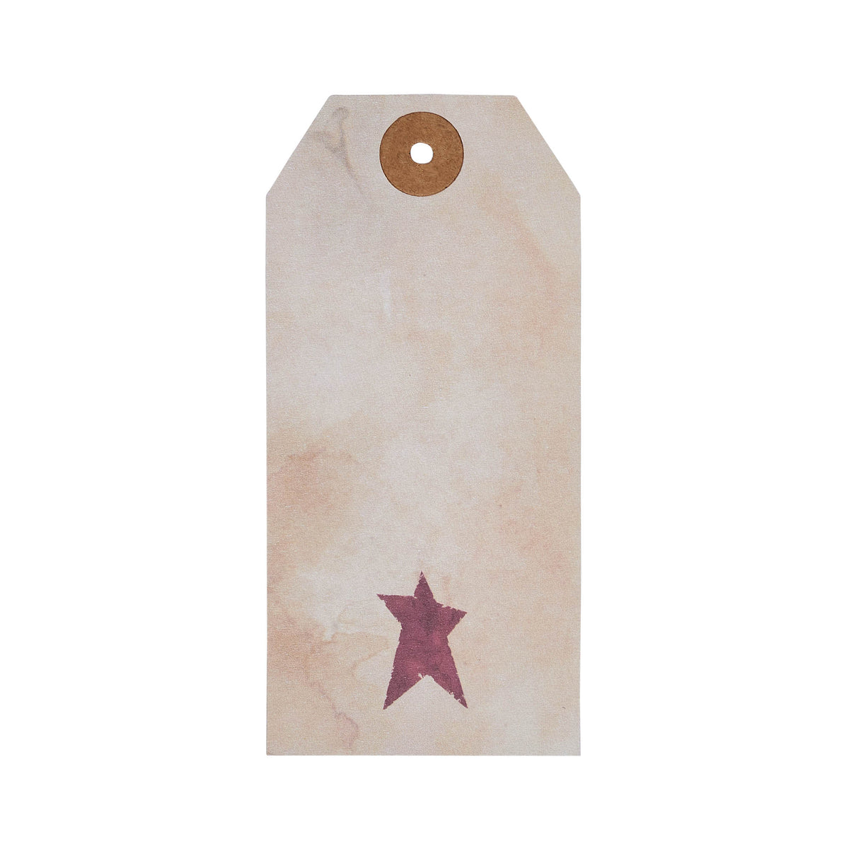 Primitive Star Tea Stained Paper Tag Burgundy 4.75x2.25 w/ Twine Set of 50