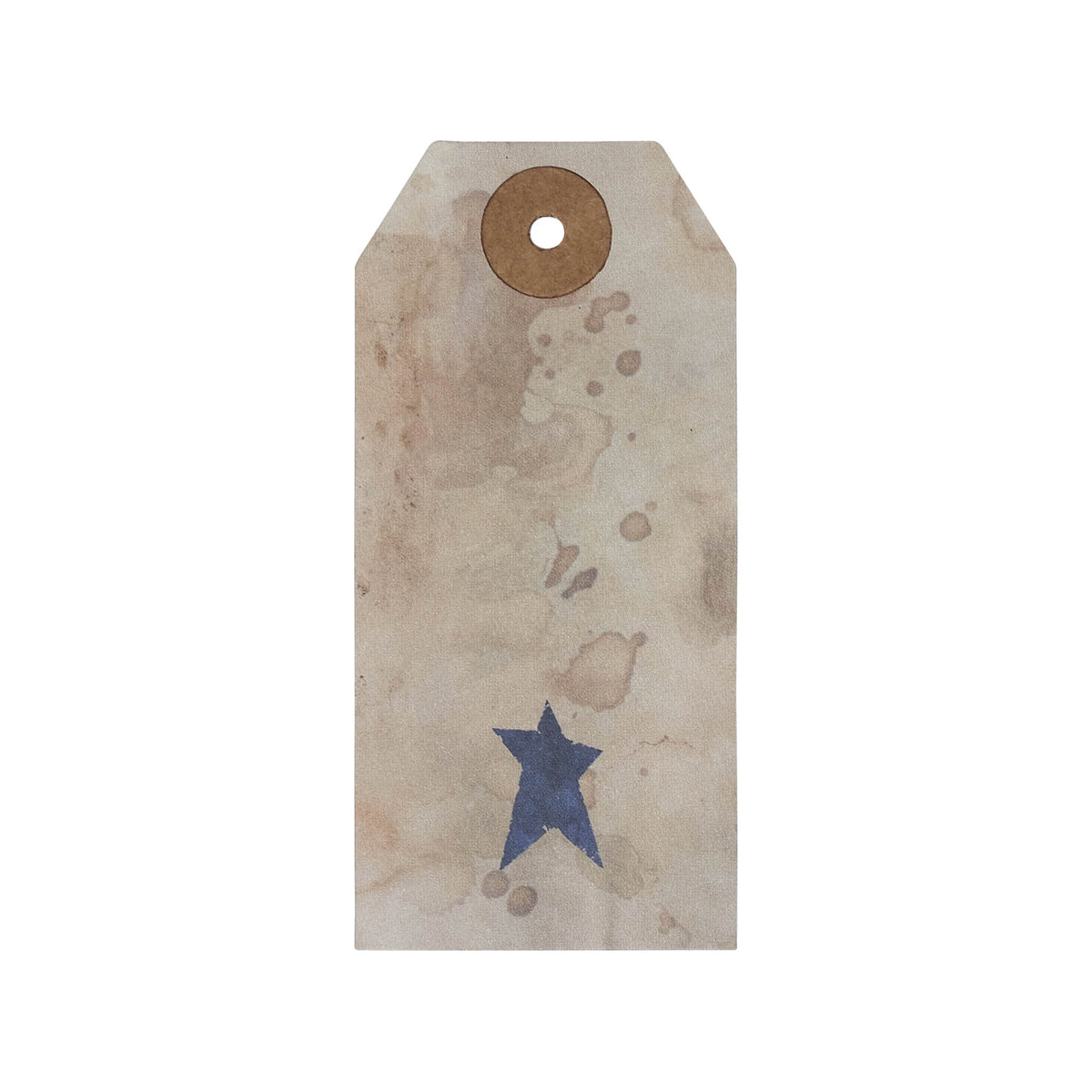 Primitive Star Tea Stained Paper Tag Navy 3.75x1.75 w/ Twine Set of 50