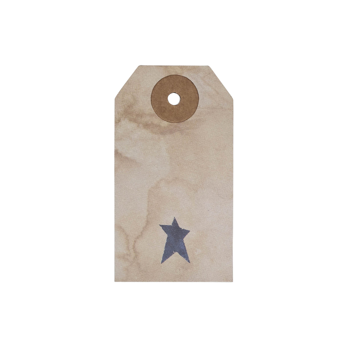Primitive Star Tea Stained Paper Tag Navy 2.75x1.5 w/ Twine Set of 50