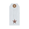 Faceted Barn Star Barnwood Paper Tag Barn Red 3.75x1.75 w/ Twine Set of 50