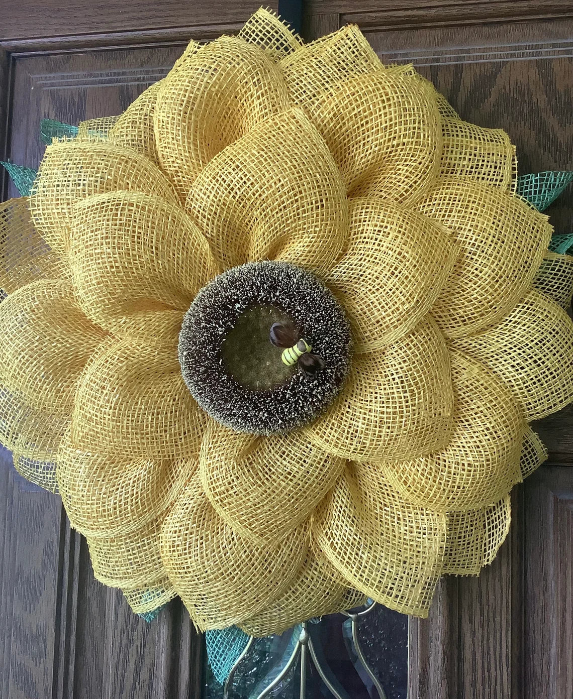 Sunflower Wreath for Front Door with Bee