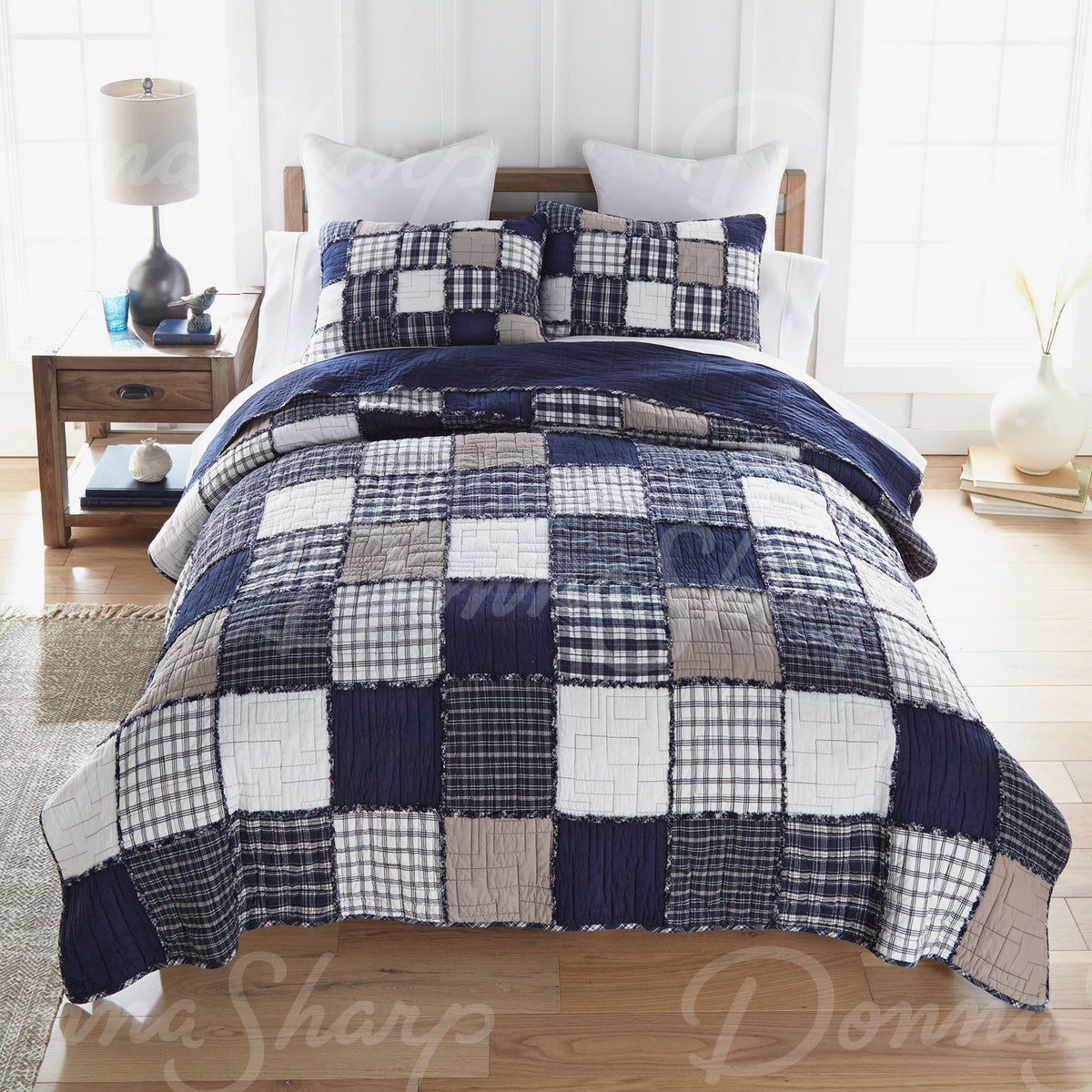 Checkerboard Indigo Quilted Collection