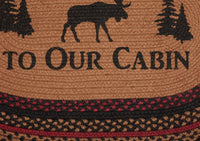 Cumberland Stenciled Moose Jute Rug Oval Welcome to the Cabin 20x30