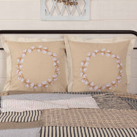 VHC Brands Ashmont Cotton Wreath Fabric Euro Shams