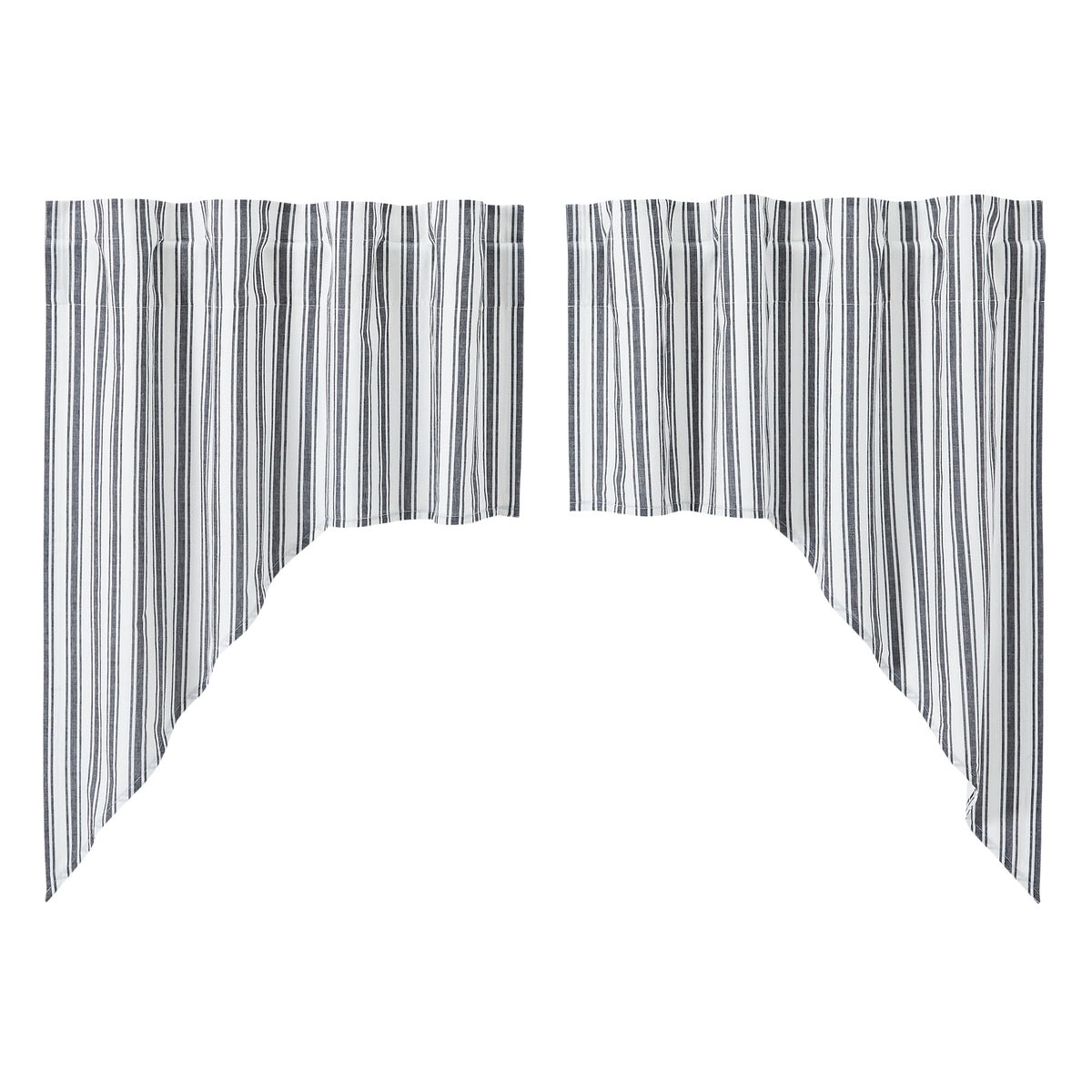 Sawyer Mill Black Ticking Stripe Swag Set of 2 36x36x16