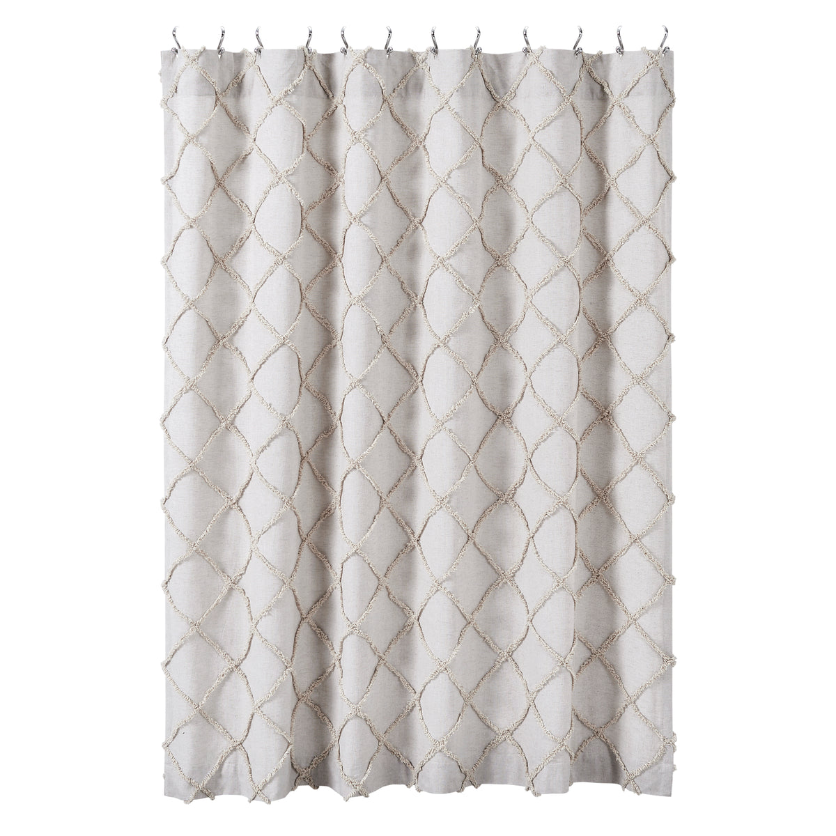 Frayed Lattice Oatmeal Shower Curtain 72x72
