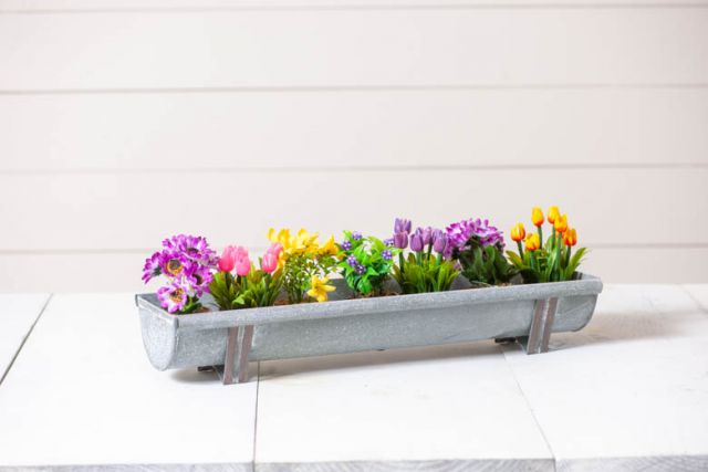 Chicken Feeder Planter in Weathered Zinc