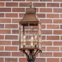 Stenton Outdoor Post Light in Solid Weathered Brass - 3 Light
