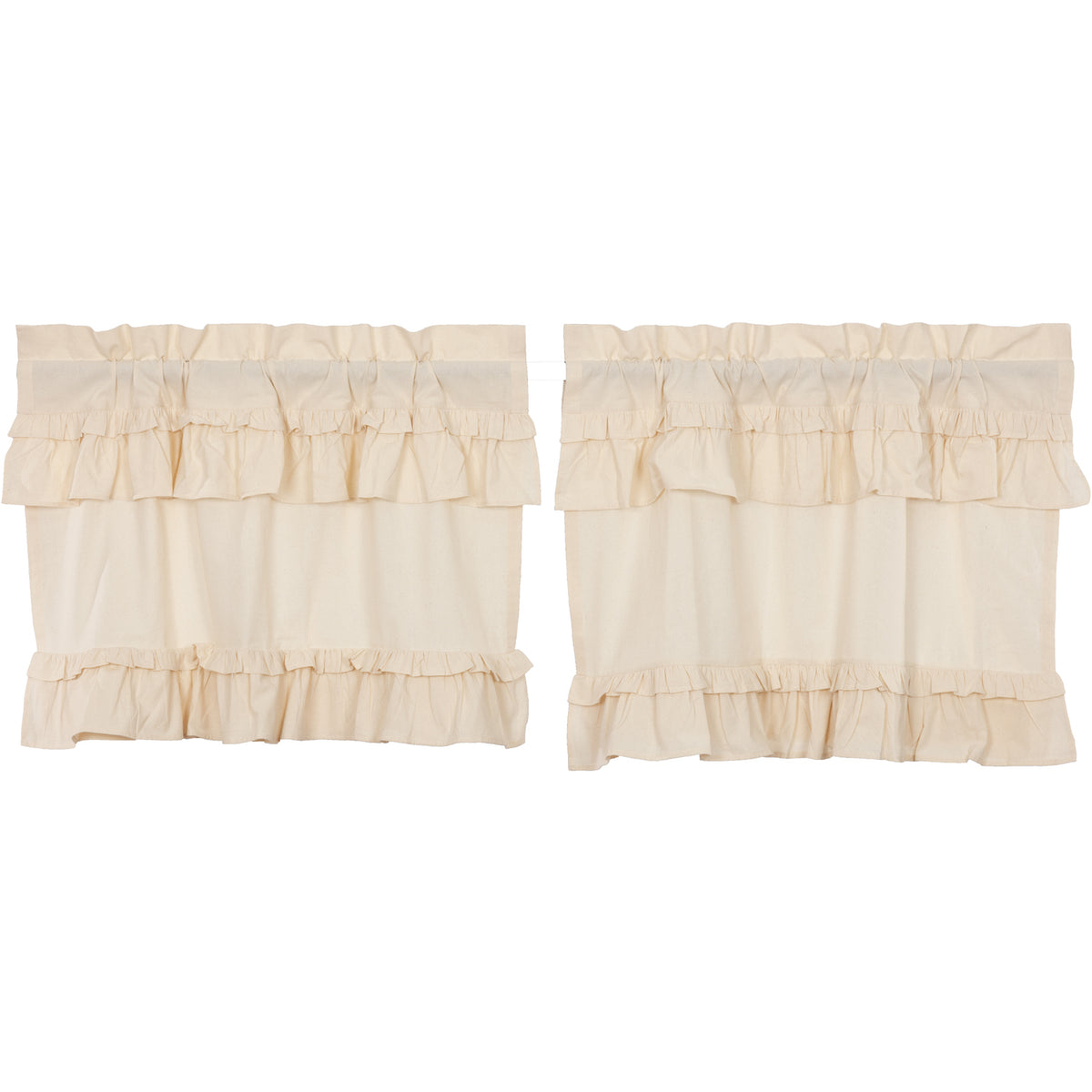 Muslin Ruffled Unbleached Natural Tier Set of 2 L24xW36