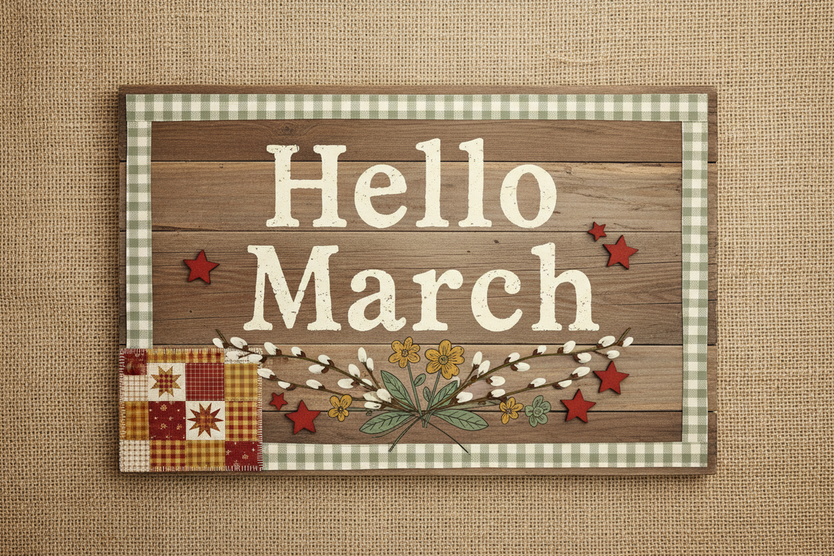 Hello March Sign Off Hello March ★ – Beth's Country Primitive Home Decor