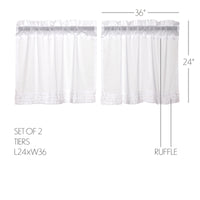 White Ruffled Sheer Tier Set of 2 L24xW36 **BACKORDERED UNTIL DECEMBER 2024**