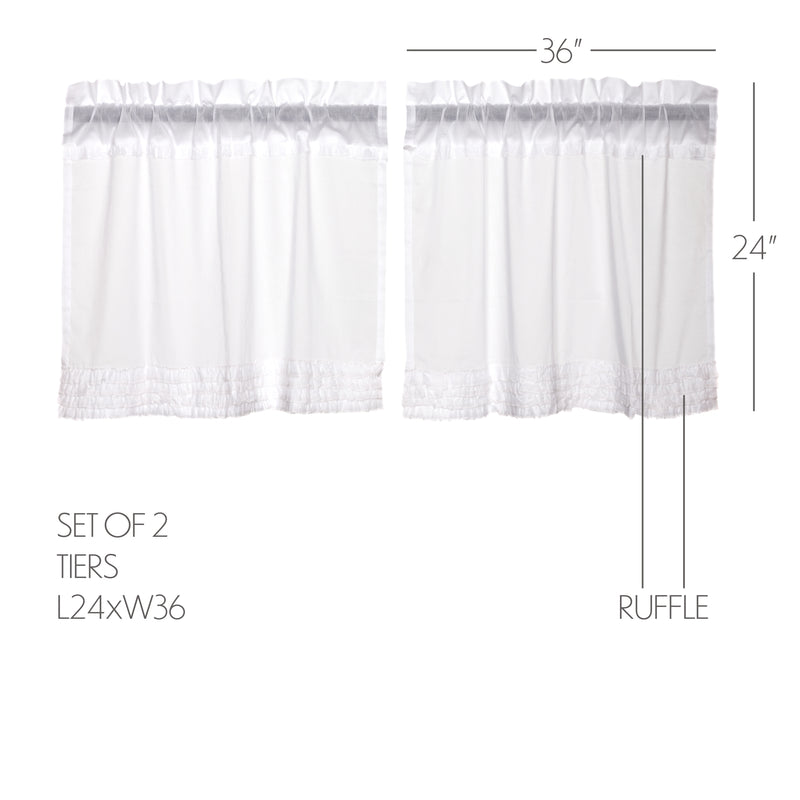 White Ruffled Sheer Tier Set of 2 L24xW36 **BACKORDERED UNTIL DECEMBER 2024**