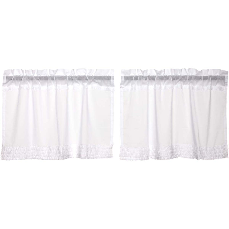 White Ruffled Sheer Tier Set of 2 L24xW36 **BACKORDERED UNTIL DECEMBER 2024**