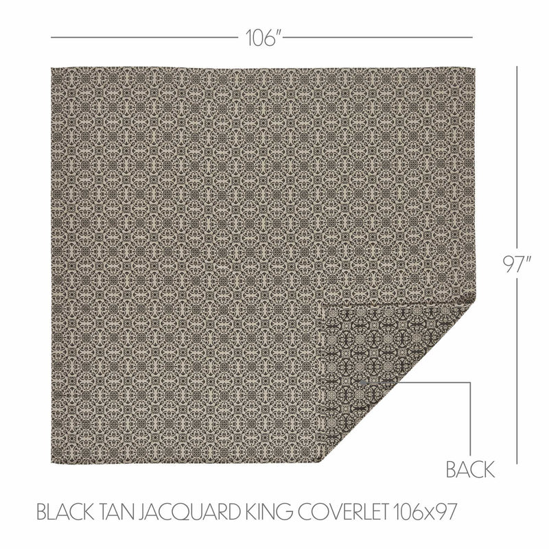 Custom House Black Tan Jacquard King Coverlet 106Wx97L