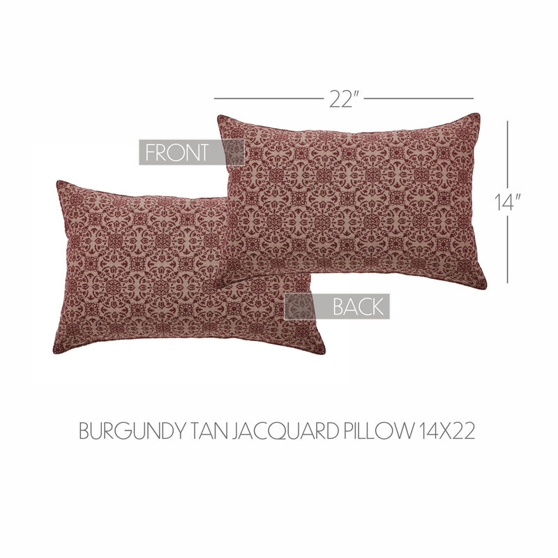 Custom House Burgundy Tan Jacquard Pillow 14x22