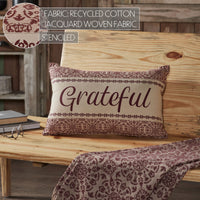 Custom House Burgundy Tan Jacquard Grateful Pillow 14x22