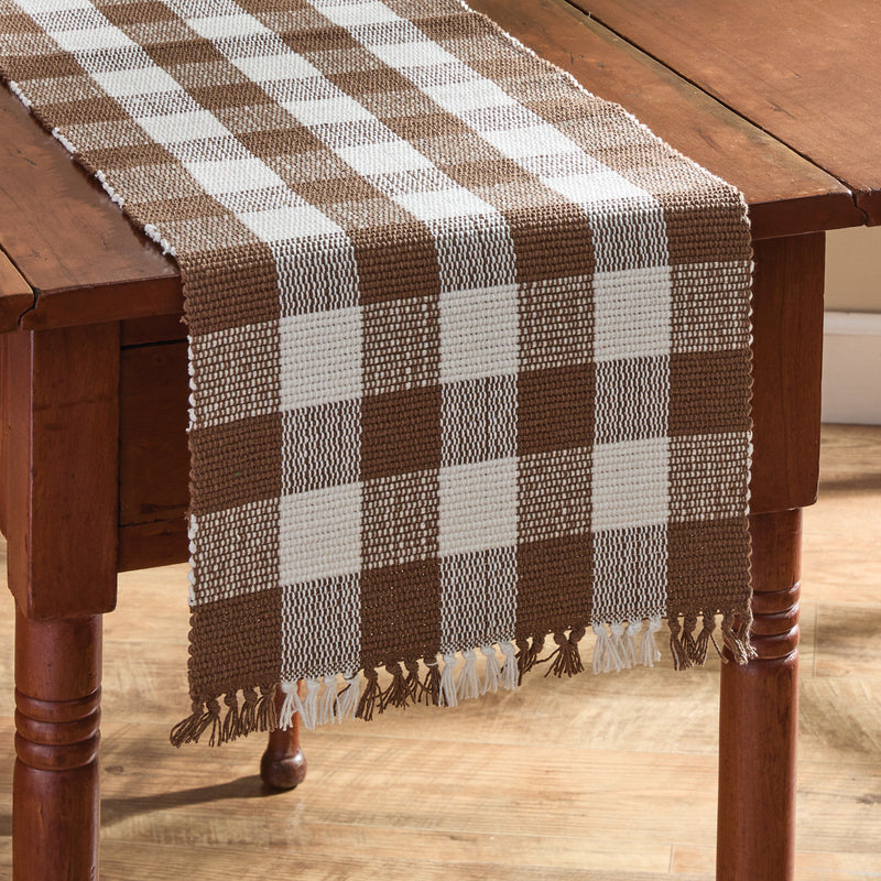 WICKLOW TABLE RUNNER YARN 36" L-BROWN AND CREAM