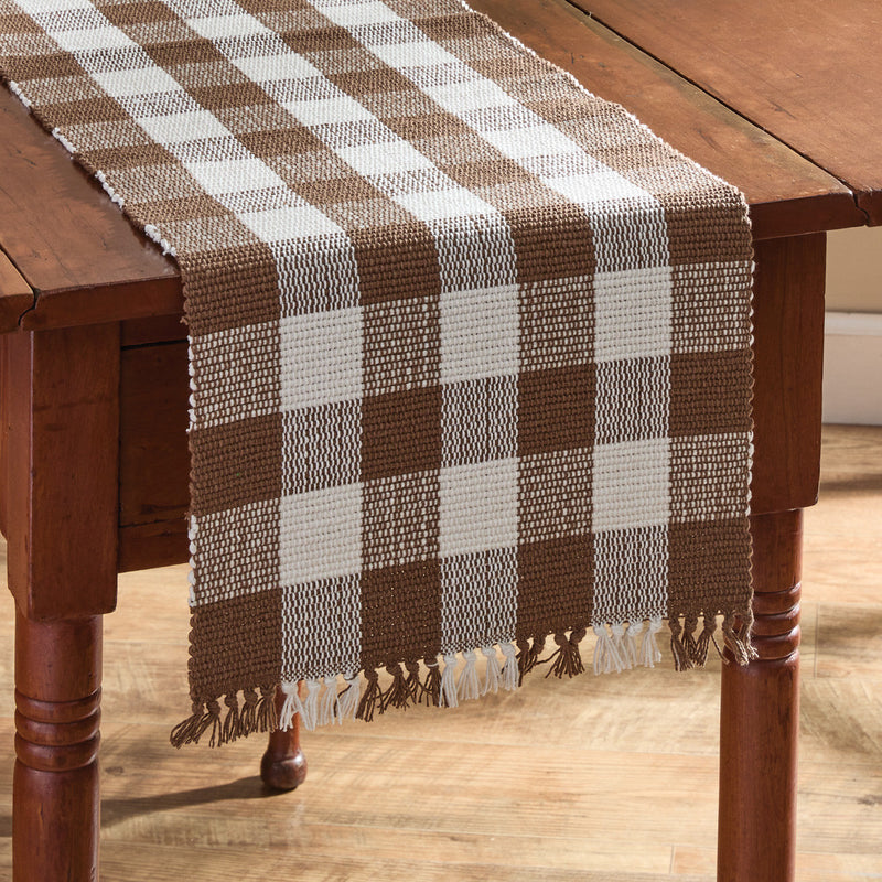WICKLOW TABLE RUNNER YARN 54" L-BROWN AND CREAM