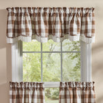 WICKLOW LINED LAYERED VALANCE 16" L-BROWN AND CREAM