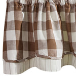 WICKLOW LINED LAYERED VALANCE 16" L-BROWN AND CREAM