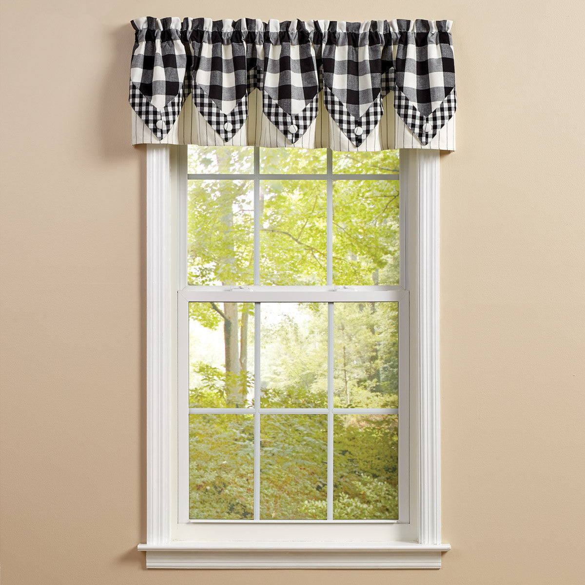 WICKLOW LINED POINT VALANCE BLACK/CREAM 72X15