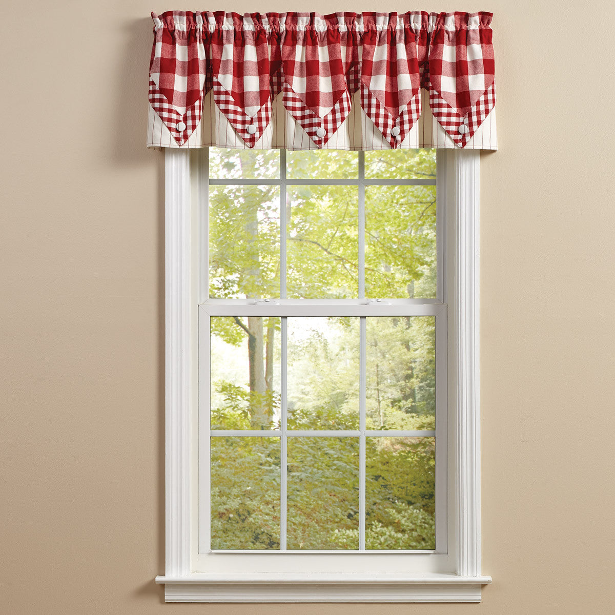 WICKLOW LINED POINT VALANCE RED 72X15
