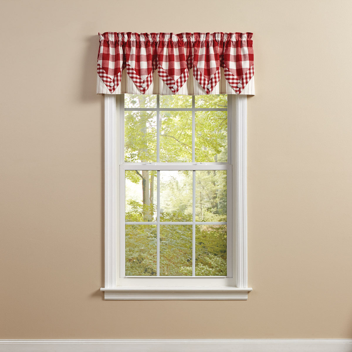 WICKLOW LINED POINT VALANCE RED 72X15 WINDOW
