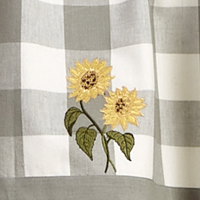 WICKLOW CHECK SUNFLOWER EMBROIDERED LINED VALANCE  60X14"