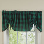 WICKLOW CHECK LINED FARMHOUSE VALANCE - FOREST 60X20"