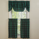 WICKLOW CHECK LINED FARMHOUSE VALANCE - FOREST 60X20"