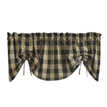 WICKLOW CHECK LINED FARMHOUSE VALANCE - BLACK 60X20"