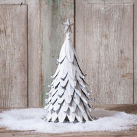 12-Inch Tin Christmas Tree in Rustic White Wash