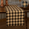 Burlap Black Check Runner Fringed 13x48