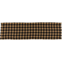 Burlap Black Check Runner Fringed 13x48