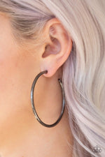 Paparazzi Double or Nothing - Black Hoop Earrings