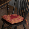 Burgundy Star Country Vintage Tan Burgundy Check Chair Pad 14x14 - VHC Brands