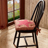 Burgundy Star Country Vintage Tan Burgundy Check Chair Pad 14x14 - VHC Brands