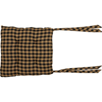 Black Star Farmhouse Prim Country Black Tan Check Chair Pad 14x14 - VHC Brands