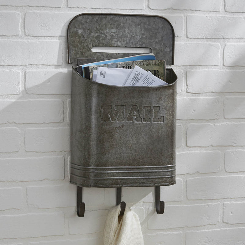 GALVANIZED MAILBOX WITH HOOKS