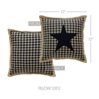 Black Check Star Pillow 12x12