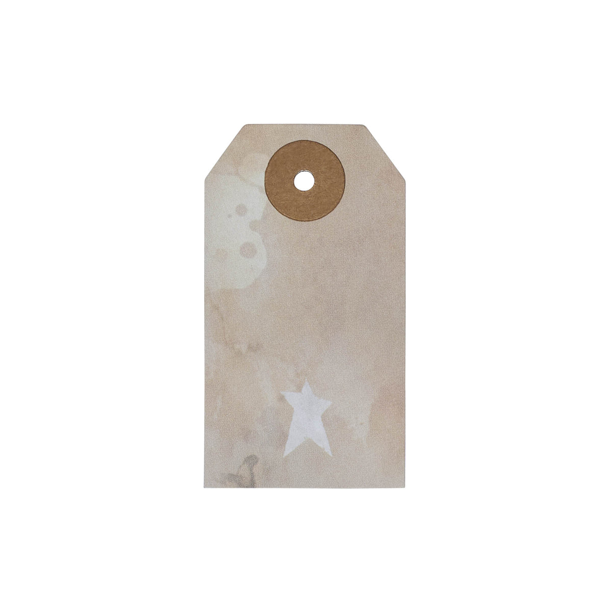 Primitive Star Tea Stained Paper Tag Creme 2.75x1.5 w/ Twine Set of 50