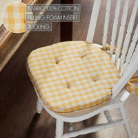 Golden Honey Yellow Check Farmhouse Vintage Chair Pad 15.5x17 - VHC Brands