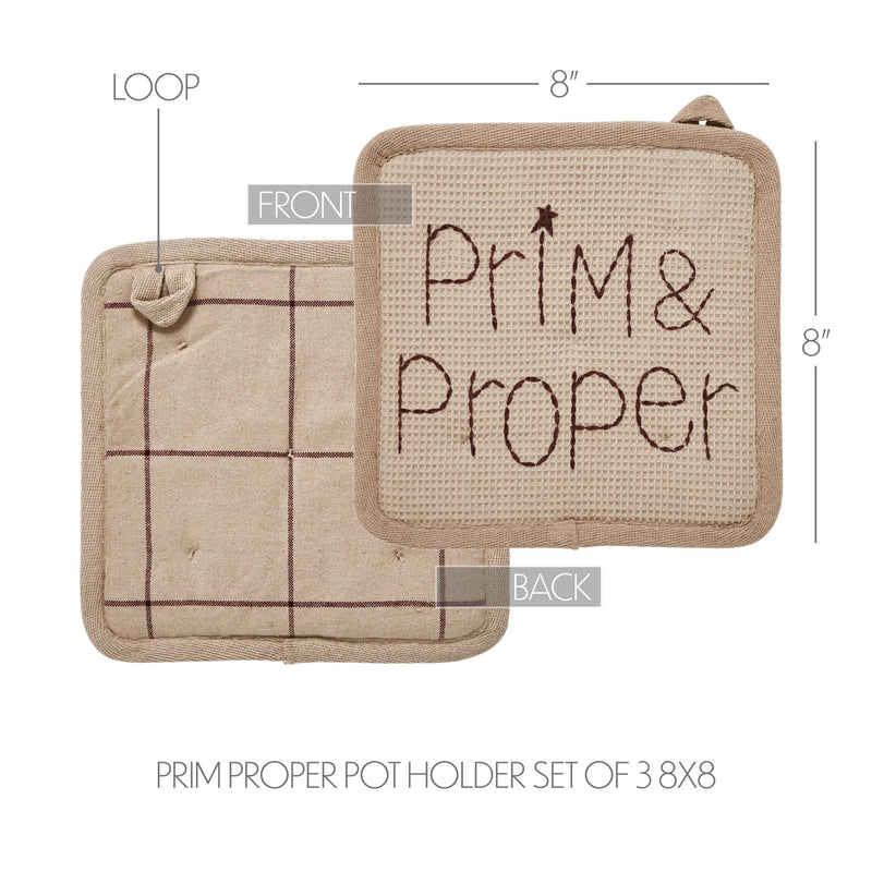 Connell Prim & Proper Pot Holder Set of 3 8x8