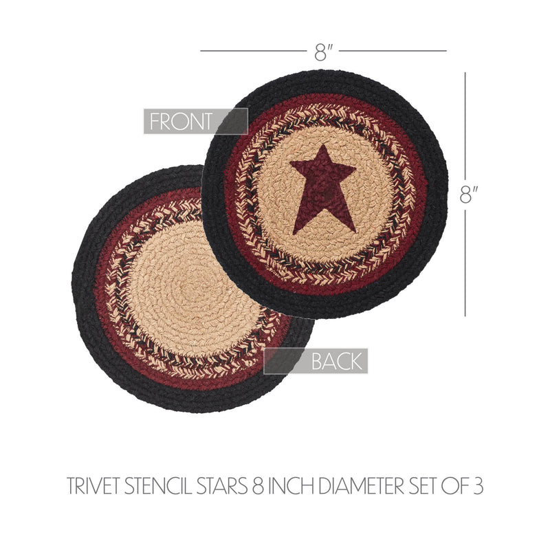 Connell Trivet Stencil Stars 8 inch Diameter Set of 3