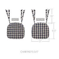 My Country Navy Natural Check Farmhouse Country Chair Pad 15.5x17 - VHC Brands