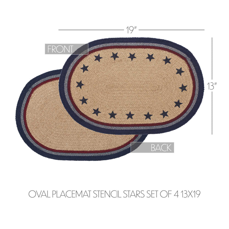 My Country Oval Placemat Stencil Stars Set of 4 13x19