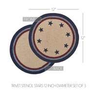 My Country Trivet Stencil Stars 12 inch Diameter Set of 3