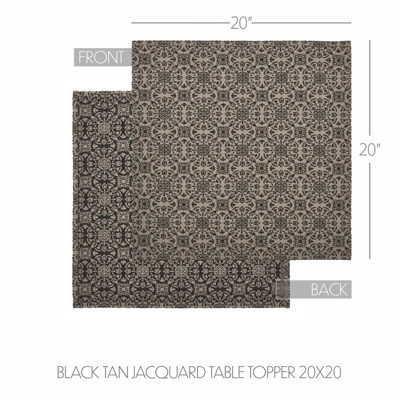 Custom House Black Tan Jacquard Table Topper 20x20